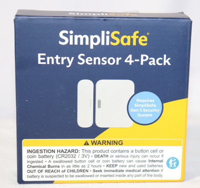 SimpliSafe Entry Sensor 4 Pack Door Window Wireless Contact Gen 3 ES3 White New