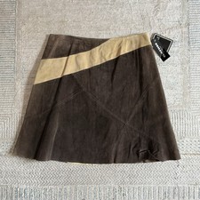 Vintage Y2K Revue 100 Genuine Leather Suede Midi Skirt Women's Size 14 NWT 90s