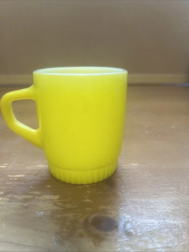 Vintage Fire King Coffee Cup Mug Anchor Hocking Yellow D Handle