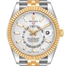 Rolex Sky Dweller Steel Yellow Gold Silver Dial Mens Watch 336933