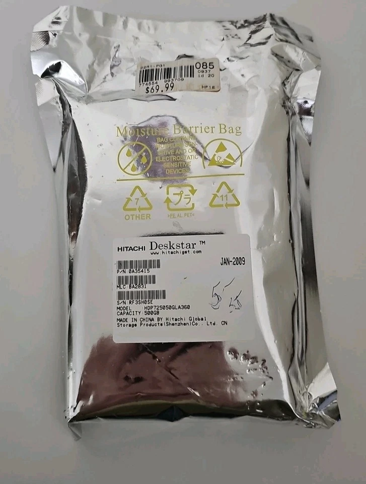 NEW - SEALED - Hitachi HDP725050GLA360 500GB 3.5" SATA III 7200RPM - NOS - NEW - Image 3 of 4