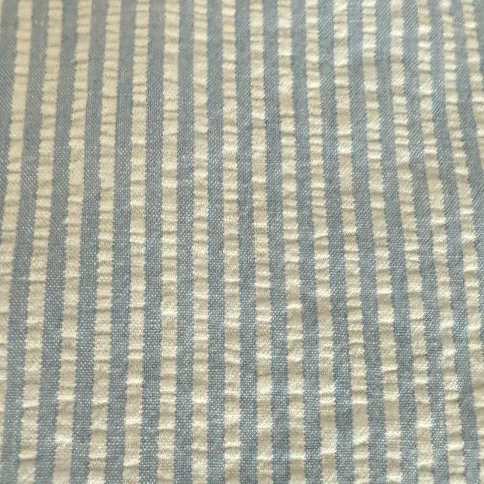 Manta de bebé de colección azul y blanco a rayas Seersucker borde de ganchillo liviana cuadrada Foto 4 de 4