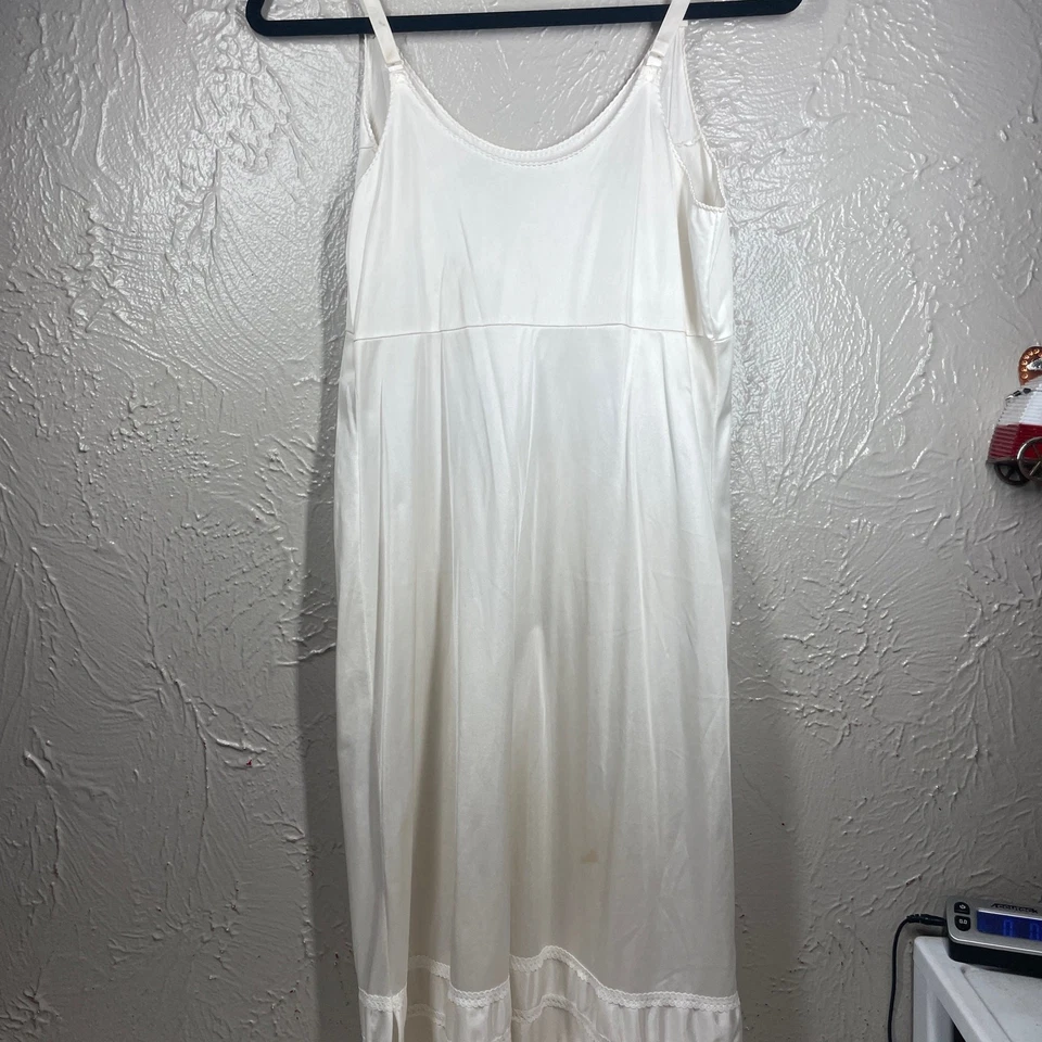 Vestido interior Anthro lll blanco con ribete de encaje dobladillo sin cordones talla 38 Foto 4 de 4