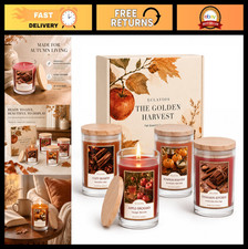 Autumn Scented Soy Wax Candle Set - 4 Pack, Fall Home Decor, 24 oz