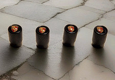 4p Set Universal Porsch Style Tire Air Valve Stem Dust Cap Covers Black Aluminum