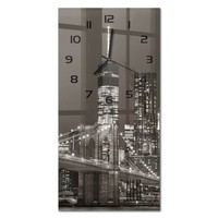 Design-Wanduhr Aus GehäRtetem Glas Manhattan New York Schwarze Zeiger 30X60 Cm