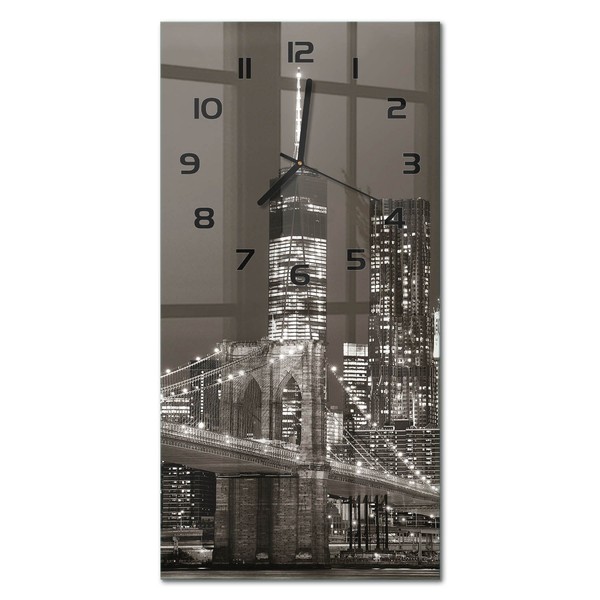 Design-Wanduhr Aus GehäRtetem Glas Manhattan New York Schwarze Zeiger 30X60 Cm-image