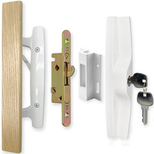 Patio Sliding Patio Door Handle Set with Mortise Lock, Key Cylinder and Keeper,