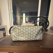 Goyard Gray Monogram Toiletry Bag Patterned Zip Travel Pouch Orange Interior