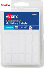 Multi-Use Removable Labels, 1/2" X 3/4", White, Non-Printable, 525 Blank Labels