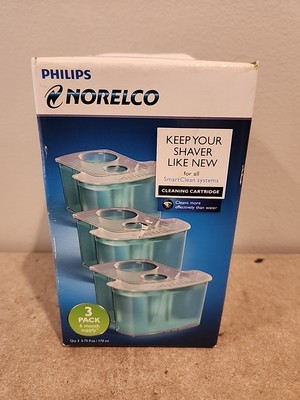 Philips Norelco Cleaning Cartridges SmartClean System 3 Pack JC303/52 Brand New 