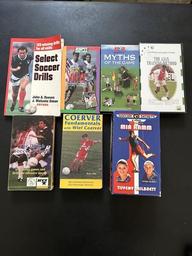 Soccer Coaching Lot - 8 VHS And 1 Book - 1990s - Ajax, Mia Hamm, Dutch - Picture 1 of 4