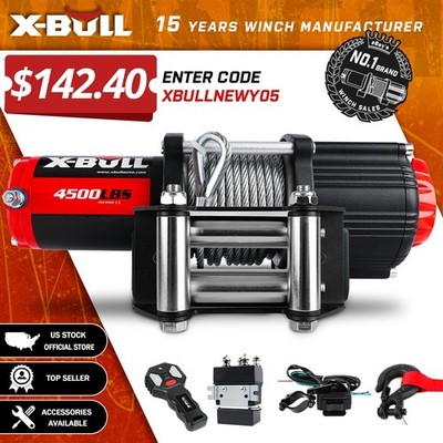 X-BULL 4500LBS Electric Winch 12V Steel Cable Towing Truck Boat ATV UTV 4WD 4X4