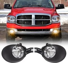 Fog Light Assembly Replacement For 2002-2008 Ram Clear Lens With Black Bezel
