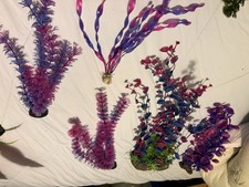 Lot Of 5 Plastic plants aquarium fish tank Purple Mixed Color