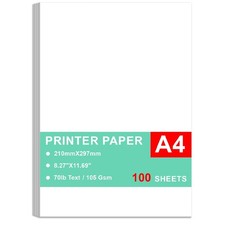 A4 Premium Bright White Printer Paper, 100 Sheets, 28lb Bond, 105 gsm