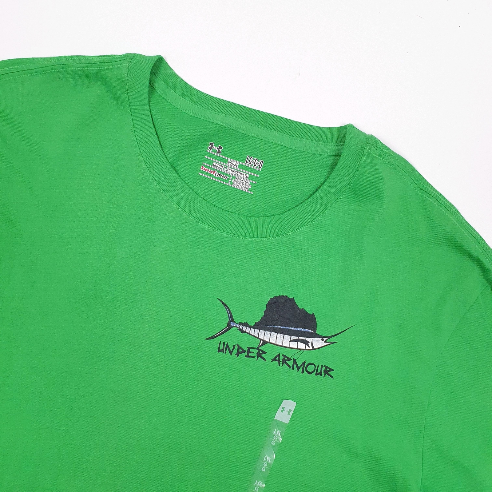 UNDER ARMOUR Green T Shirt Tee Fishing Short Sleeve Mens L image 2