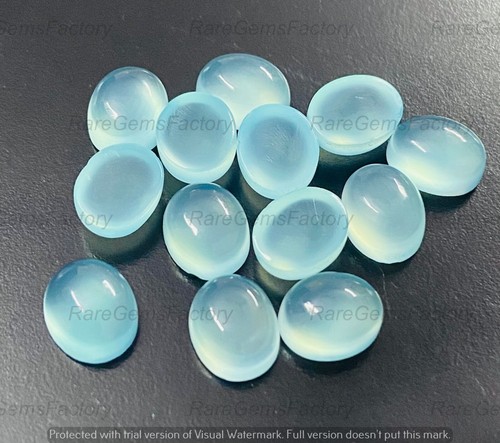Natural Aqua Chalcedony Oval Shape Cabochon Loose Gemstone All Sizes Available - Picture 7 of 10