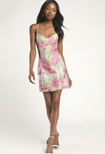 NWT Lulus Setting the Mood Blush Pink Floral Jacquard Mini Shift Dress