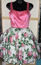 Sheri Hill PINK & FLORAL Fit Flare Petticoat Prom/ Formal Short Dress Sz 4