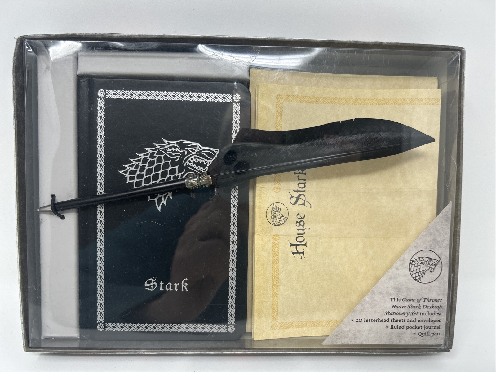 Game of Thrones House Stark Desktop Stationery Set With Pen Open Box-image