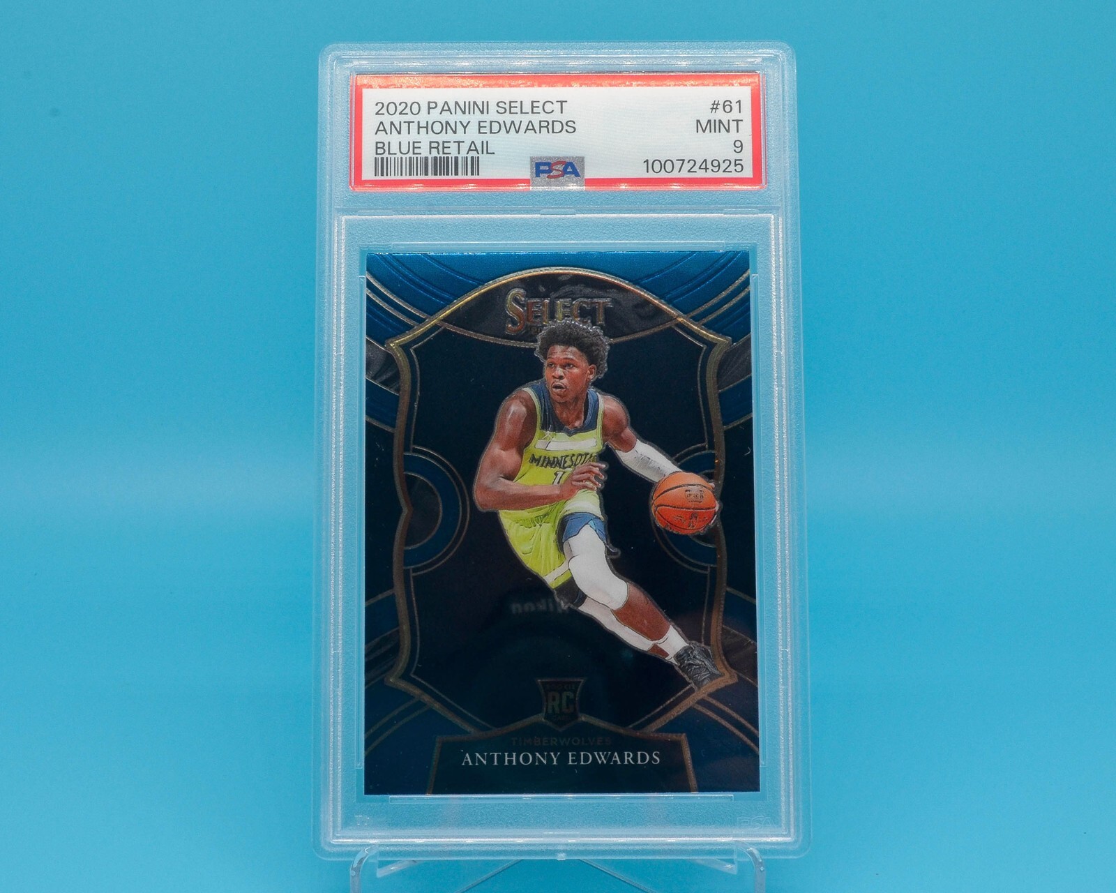 2020-21 Panini Select ANTHONY EDWARDS Concourse #61 Blue Prizm RC • PSA 9