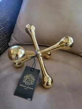 New With Tag REGINA ANDREW Goldtone Brass Jack Art Deco Paperweight Sculpture 9"