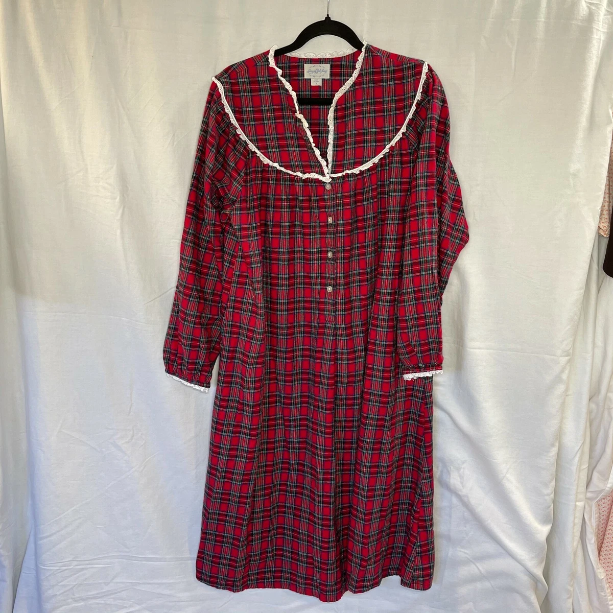 Lanz Classic Plaid Flannel Nightgown