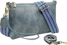 Small Crossbody Clutch Purses Bags for Women Wristlet Wallet Vegan Blue