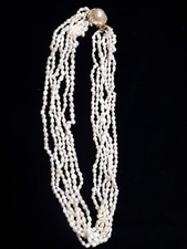 COLLANA D I VERE PERLE DI FIUME TORCHON DI 6 FILI