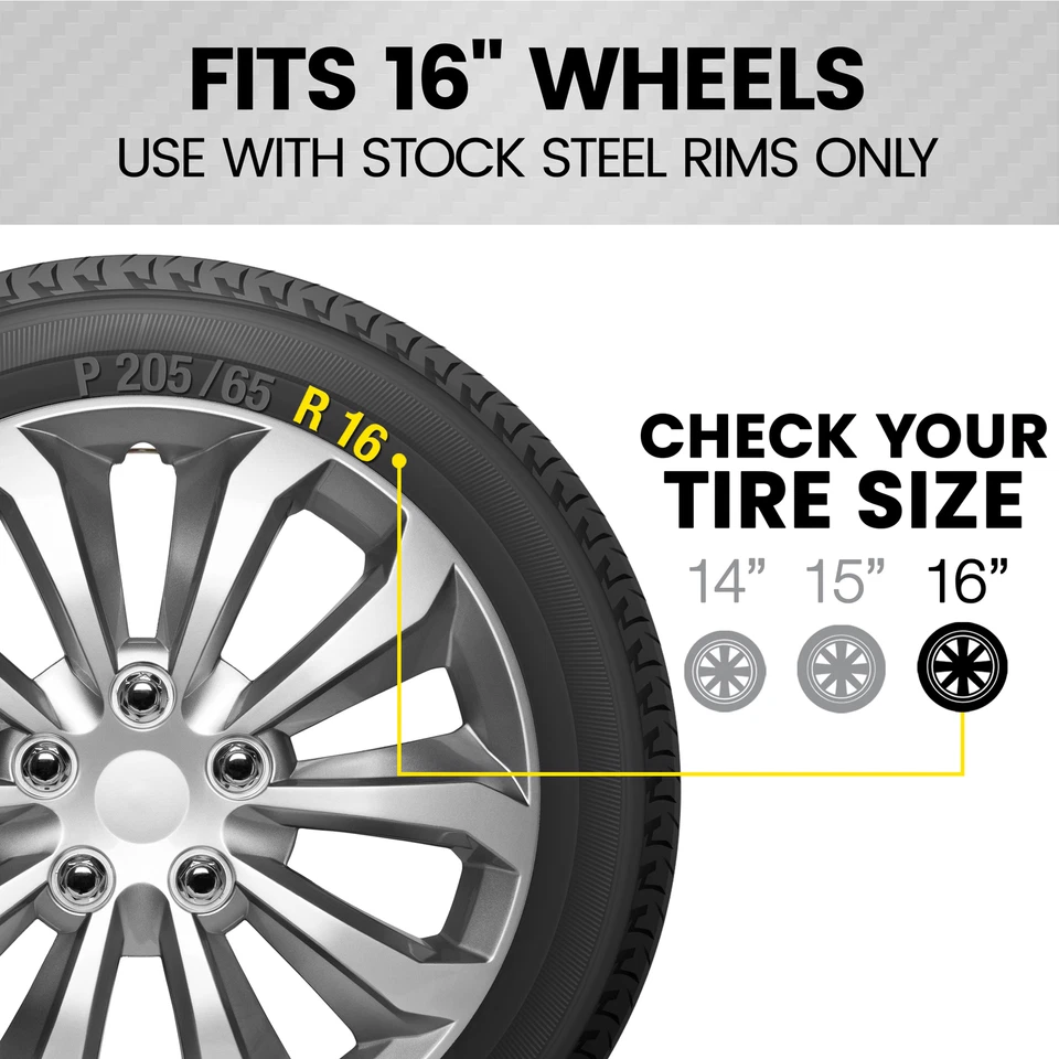 Cubiertas de rueda Toyota Camry & Corolla 16" - tapacubos a presión plateados y metálicos Foto 4 de 4