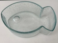 Blue Fish Shaped Bowl Bubble Glass Goldfish Cracker Snacking Dish