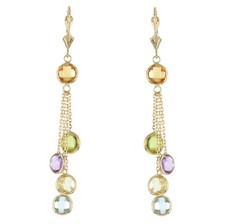 14k Yellow Gold Chandelier Earrings with Round Gemstones By The Yard
