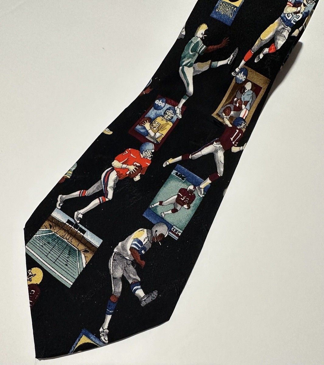 Vintage Football Tie ABC Wide World Of Sports Retro Silk Nicole Miller Gift View 2