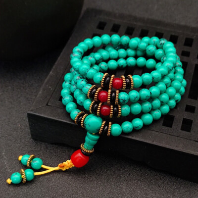 108 Bracelets Tibetan Green Buddha Beads Bracelet for Men and