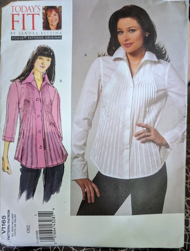 Vogue Blouse Pattern Designer Sandra Betzina V1165 Todays Fit All Sizes New - Picture 2 of 4