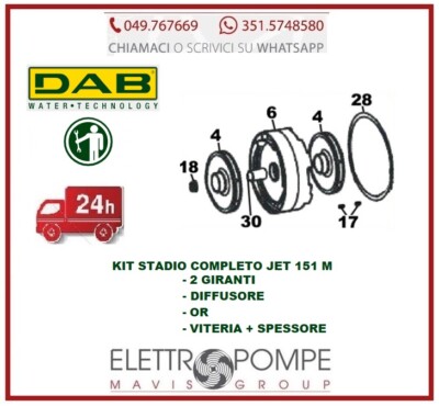 Kit Tenuta Completa DAB JET 82 - Ricambio Originale Per Pompa, Modello R00009575