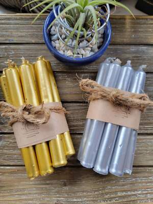 Gold, Silver, and Copper Pack of 10, Chime Candle Spell candles, Sun and moon Ca