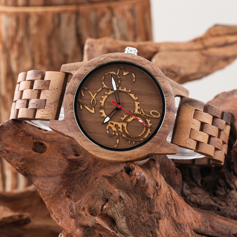 Vintage Natural Wood Watch Men's Full Wooden Quartz Analogue Designer Wristwatch - image 3 of 4