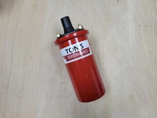 Ton's Ignition Coil Canister Round Oil Filled Red 45000 V 12 volt 1.2 ohm 