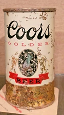 1940 COORS 1-SIDED STEEL IRTP FLAT TOP BEER CAN GOLDEN COLORADO DOUBLE AGED