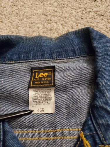 60s 70s Trucker Jean Jacket Lee Vintage Mens Size 46 Dark Wash Denim Made USA WB - Picture 4 of 8