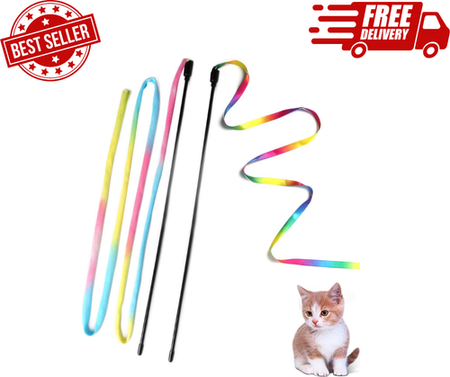 Cat Wand Toys, Interactive Kitten Toys for Indoor Cats,Colorful Multicolor
