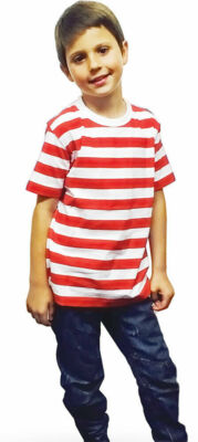 Kinder Kinder Jungen kurzärmlig gestreiftes T-Shirt Schule Top Buch Woche Kostüm