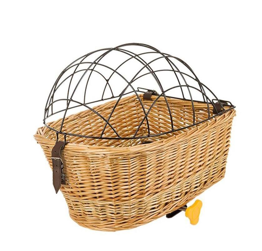 Panier osier animaux 435x285x220mm : transport chien chat pour porte-bagage avant vélo