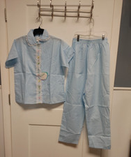 Vintage Gaymode Penneys Sleep Shirt  Pants Pajama Set Women Sz Medium Blue