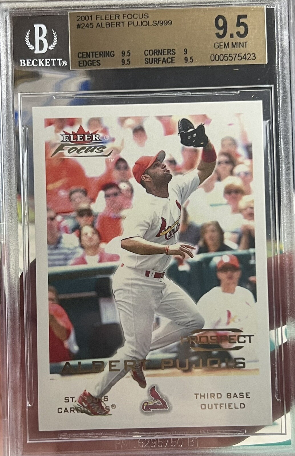 2001 Fleer Focus Card #245 Albert Pujols RC #999 BGS 9.5 POP 22