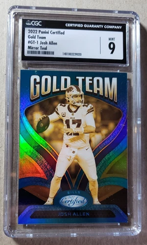 2022 Panini Certified Gold Team Mirror Teal Josh Allen /50 CGC 9 Buffalo Bills