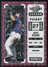 2023 Panini Chronicles #21 Seiya Suzuki Contenders Optic Pink Velocity /17
