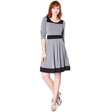 Evanese Women's Casual Two Tone Long Sleeve Knee Length A Line Day Dress